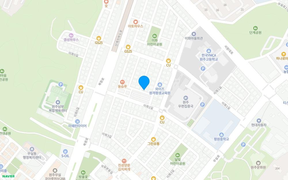 또맛나케이크 위치 지도. 강원 원주시 이화1길 45-11